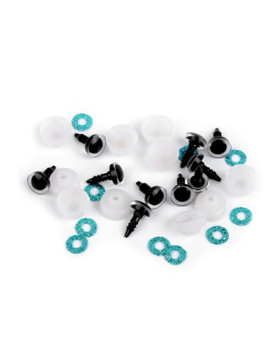 Oči glitrové s pojistkou Ø10 mm - 10 sada | Mimib