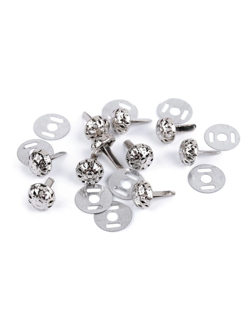 Dvojnôžkový klinec / kovové nožičky na kabelky filigrán Ø10 mm, 12 mm - 50 sada | Mimib