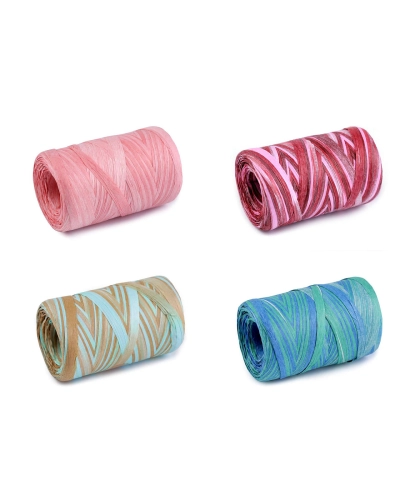 Lýko rafie přírodní multicolor, k pletení tašek, šíře 5-8 mm - 1 ks | Mimib