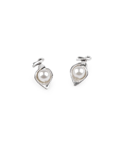 Kovový přívěsek / taháček na zip květ s perlou 3D 9x18 mm - 5 ks | Mimib