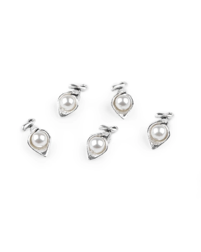 Kovový přívěsek / taháček na zip květ s perlou 3D 9x18 mm - 5 ks | Mimib