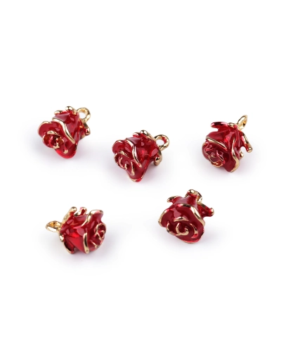 Kovový přívěsek / taháček na zip květ růže 3D 11x14 mm - 5 ks | Mimib