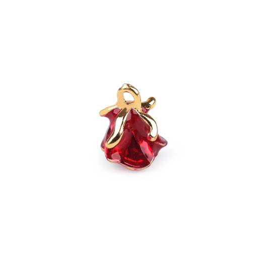 Kovový přívěsek / taháček na zip květ růže 3D 11x14 mm - 5 ks | Mimib
