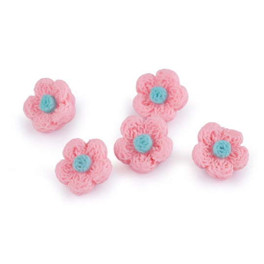 Knoflík 3D květ imitace háčkování velikost 28" - 5 ks | Mimib