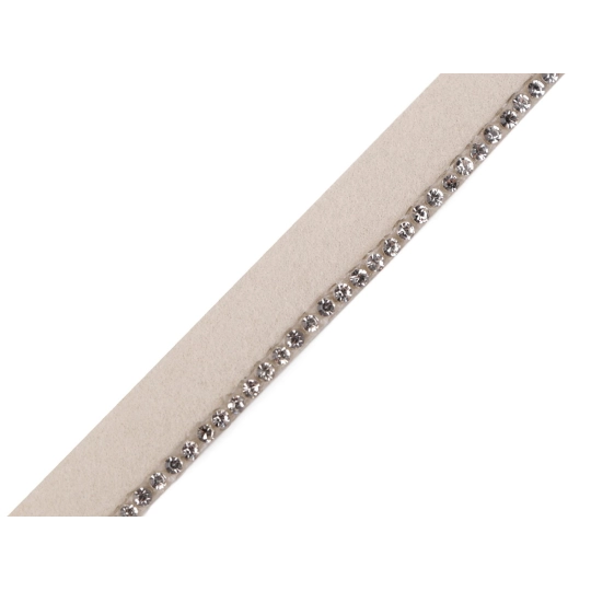 Polyesterová paspulka / kédr se skleněnými kamínky šíře 10 mm - 1 m | Mimib