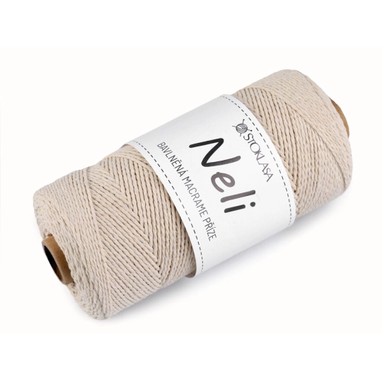 Bavlněná příze macrame Neli Ø2 mm 240 g rozčesávací - 1 ks | Mimib