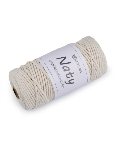 Bavlněná pletací příze macrame Naty Ø3 mm rozčesávací - 1 ks | Mimib