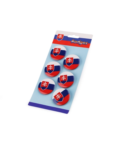 Brož / placka vlajka Slovenská republika Ø3,5 cm - 6 ks | Mimib