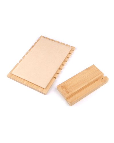 Dřevěný stojan se semišem na náhrdelníky a řetízky 17x25 cm - 1 ks | Mimib