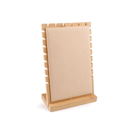 Dřevěný stojan se semišem na náhrdelníky a řetízky 17x25 cm - 1 ks | Mimib