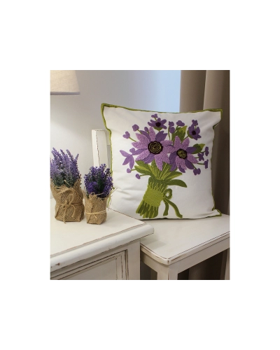 Povlak na polštář vyšívané květy 45x45 cm - 2 ks | Mimib