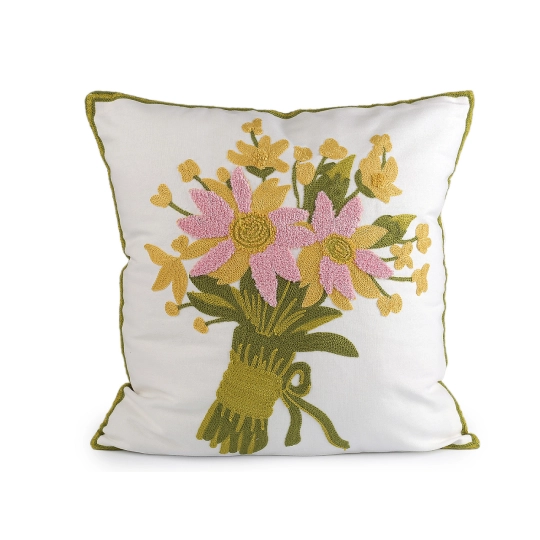 Povlak na polštář vyšívané květy 45x45 cm - 2 ks | Mimib