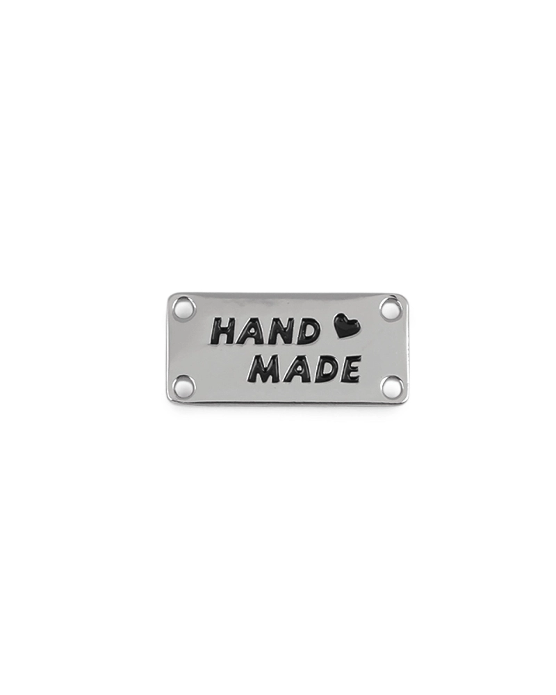 Kovový štítok na našitie Handmade - 1 ks | Mimib