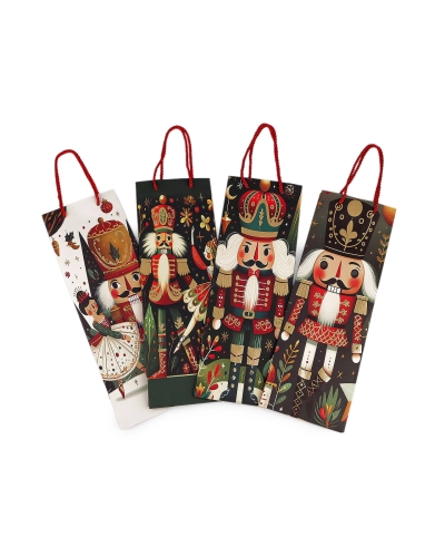 Vianočná darčeková taška na fľašu luskáčik 12x35 cm - 1 ks | Mimib
