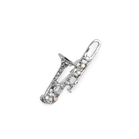 Brošňa s brúsenými kamienkami saxofón, trúbka - 1 ks | Mimib