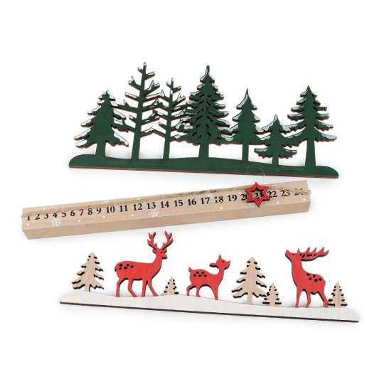 Drevený adventný kalendár - 1 ks | Mimib
