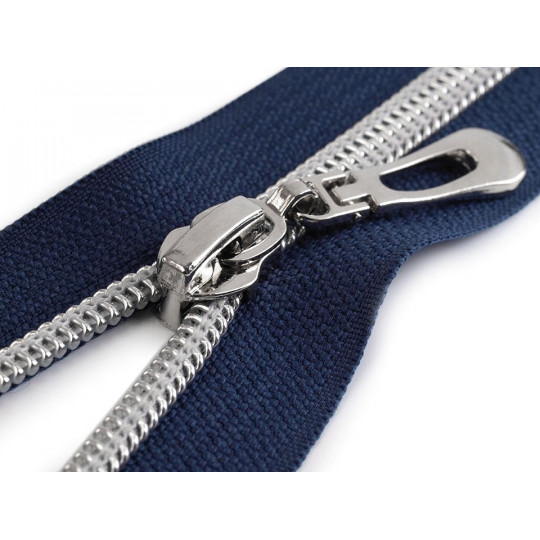 Spirálový zip se stříbrnými zoubky šíře 7 mm délka 55 cm | Mimib