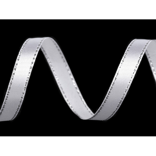 Atlasová stuha s lurexem šíře 10 mm vánoční | Mimib