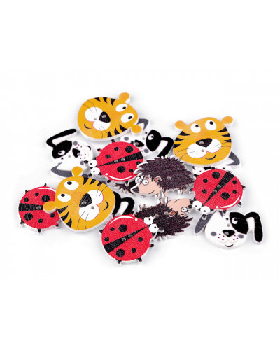 Dřevěný dekorační knoflík zvířátka - pes, ježek, beruška, tygr | Mimib