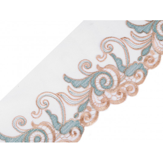 Vyšívaný prýmek na monofilu s lurexem šíře 18 cm | Mimib