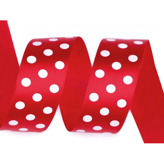 Saténová stuha s puntíky šíře 25 mm | Mimib
