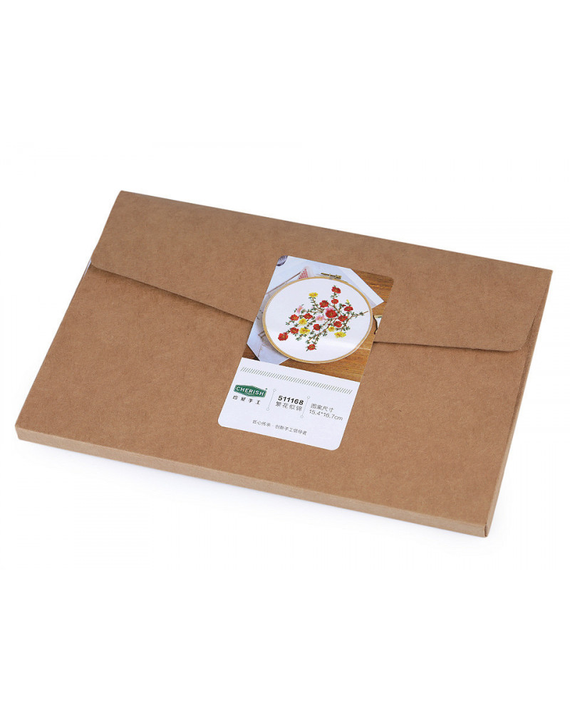 Dárková sada na vyšívání s předtištěným motivem kytice | Mimib