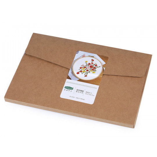 Dárková sada na vyšívání s předtištěným motivem kytice | Mimib