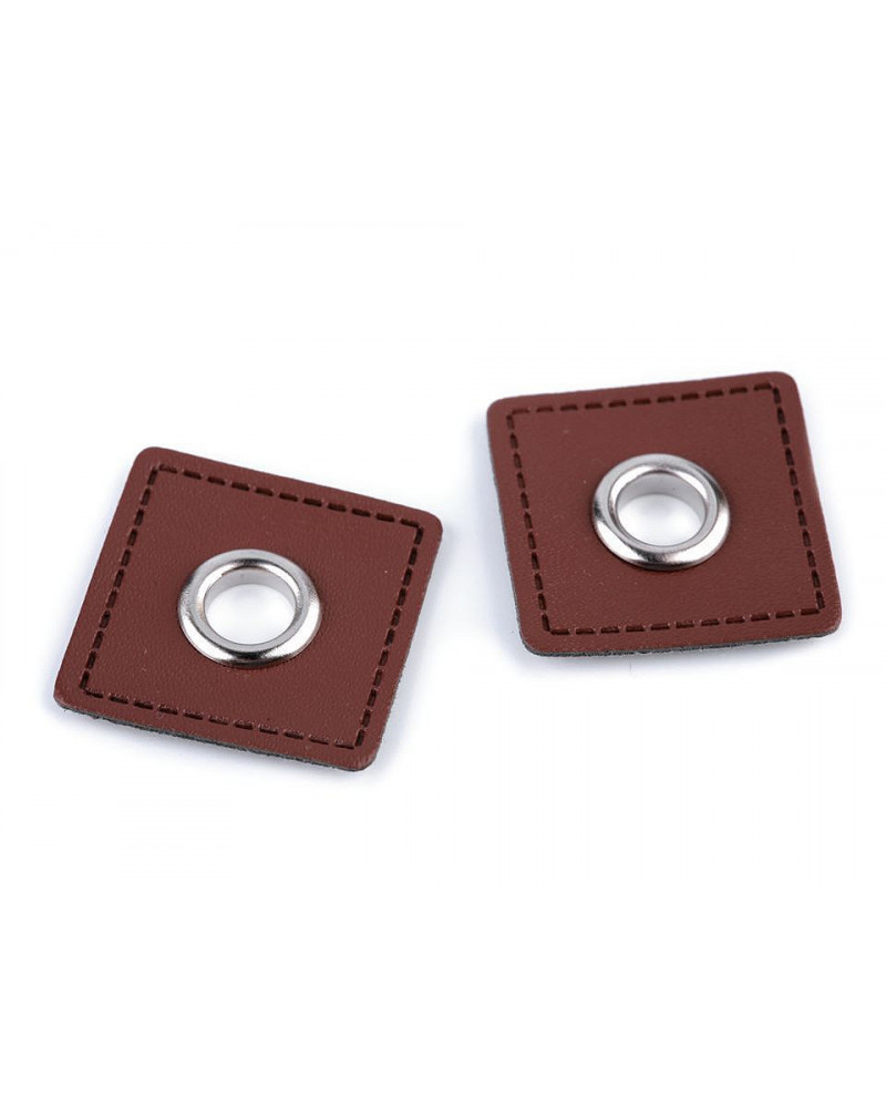 Průchodka s koženkovým čtverečkem k našití, průvlek 8 mm | Mimib