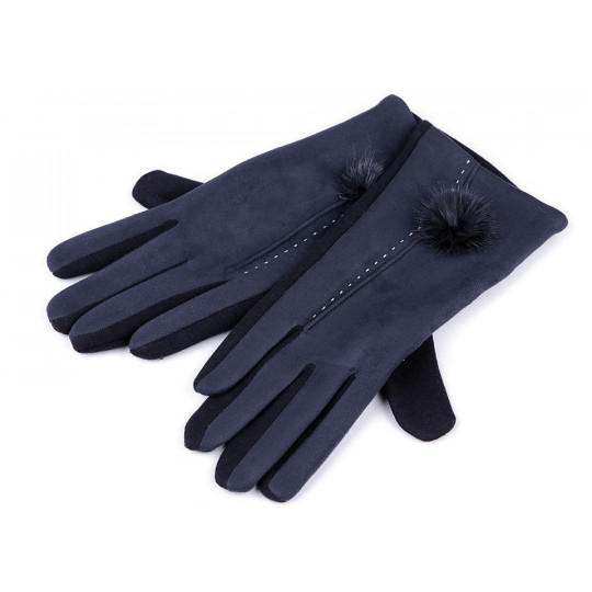 Dámské rukavice s kožešinovou bambulkou | Mimib