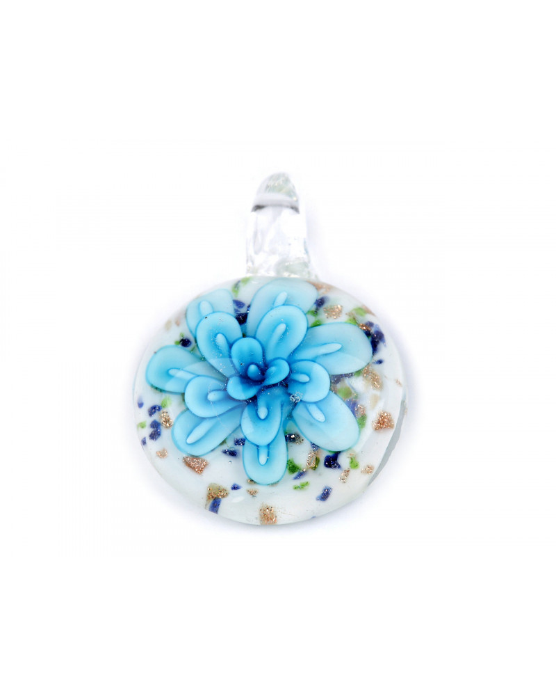 Skleněný přívěsek květ Ø31 mm | Mimib