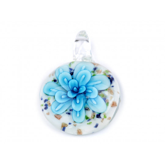 Skleněný přívěsek květ Ø31 mm | Mimib