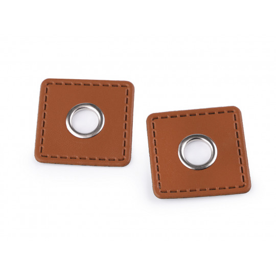 Průchodka s koženkovým čtverečkem k našití, průvlek 10 mm | Mimib