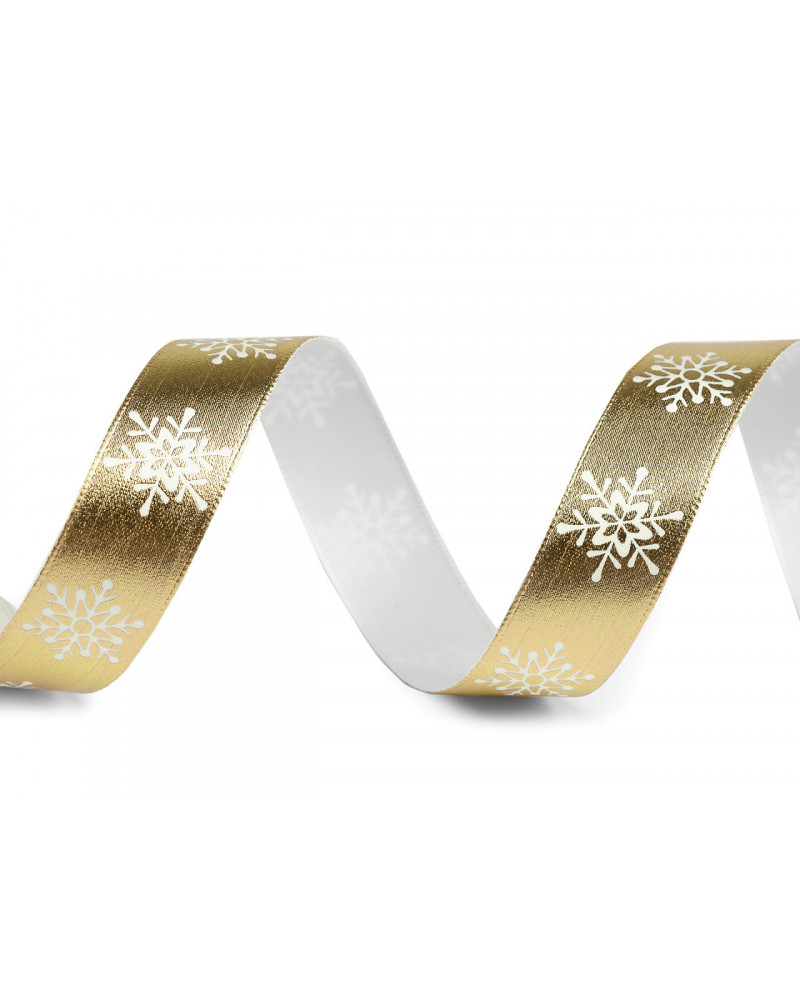 Vánoční stuha metalická vločky šíře 16 mm | Mimib
