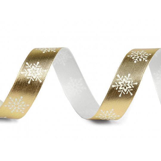 Vánoční stuha metalická vločky šíře 16 mm | Mimib