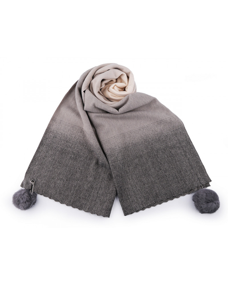 Šála zimní / pléd s bambulkami 65x180 cm | Mimib