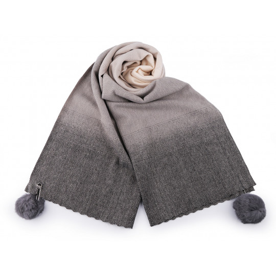 Šála zimní / pléd s bambulkami 65x180 cm | Mimib