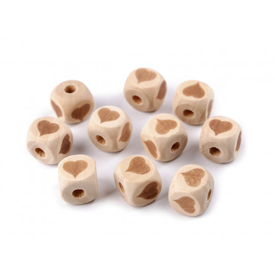 Dřevěné korálky kostka slon, srdce, hvězda 14x14 mm | Mimib