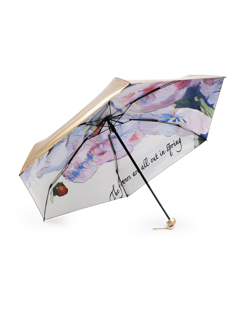 Dámský mini skládací deštník metalický, uvnitř zdobený | Mimib