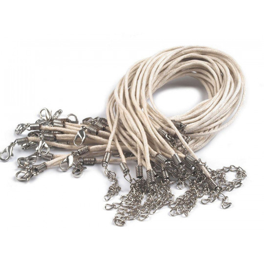 Voskovaná šňůrka s karabinkou délka 45 cm | Mimib