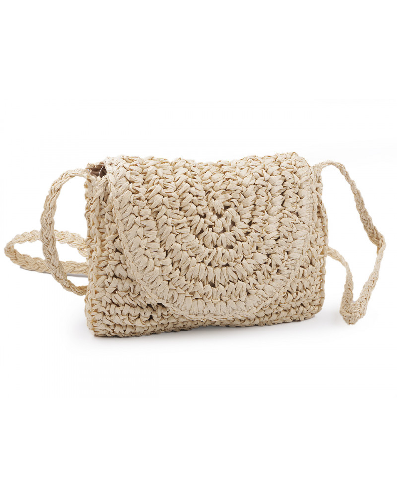 Háčkovaná kabelka z rafie - lýka crossbody 16x21 cm | Mimib
