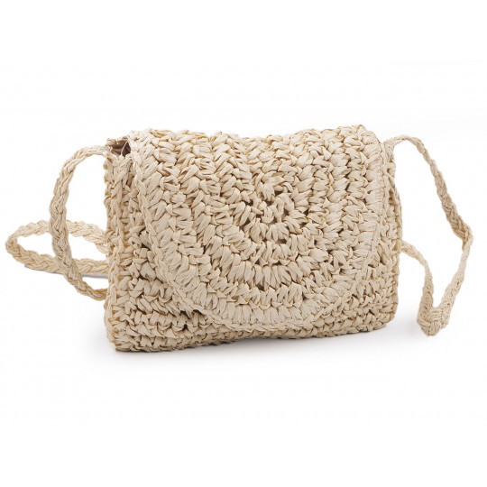 Háčkovaná kabelka z rafie - lýka crossbody 16x21 cm | Mimib