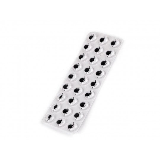 Samolepicí oči pohyblivé s řasami Ø10 a 12 mm | Mimib