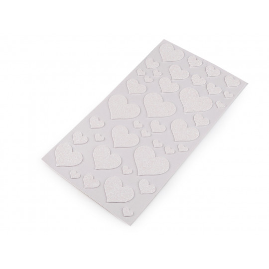 Samolepicí pěnová guma Moosgummi srdce s glitry - mix velikostí | Mimib