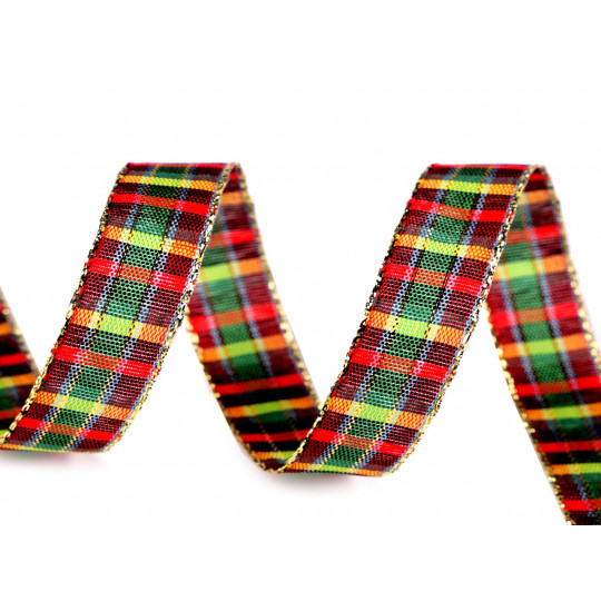 Károvaná stuha s lurexem šíře 15 mm | Mimib