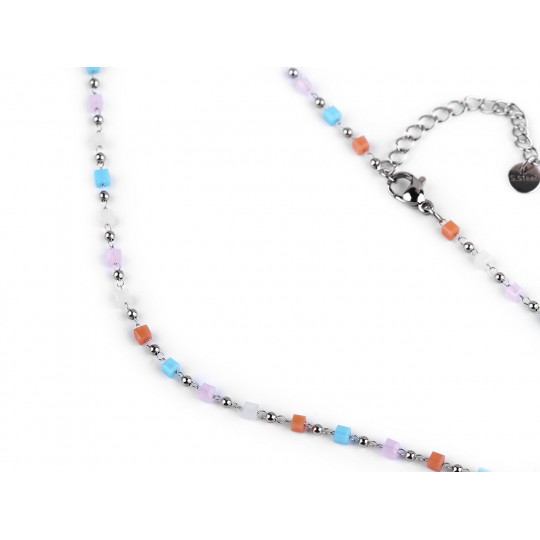 Náhrdelník z nerezové oceli se skleněnými korálky | Mimib