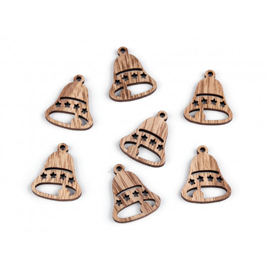 Dřevěná vločka, hvězda, zvonek - 10 ks | Mimib