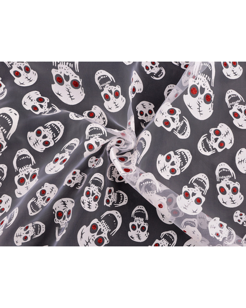 Organza Halloween / lebky s glitry - 1 m | Mimib