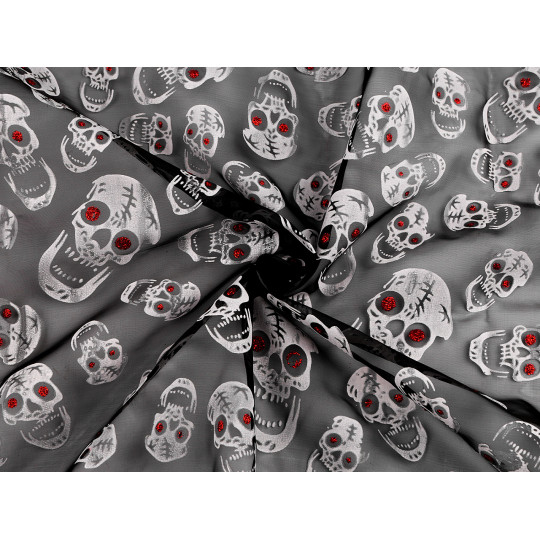 Organza Halloween / lebky s glitry - 1 m | Mimib