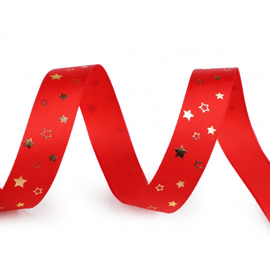 Vánoční saténová stuha hvězdy šíře 15 mm - 5 m | Mimib