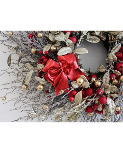 Vánoční červená mašle metalická 10,5x12 cm - 1 ks | Mimib